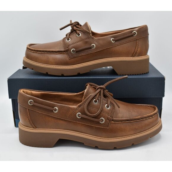 Sperry Womens Size 11 Wells Brown Leather Nubuck Slip On Boat Shoes - Picture 11 of 13